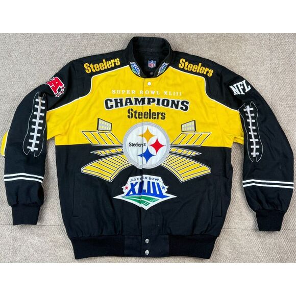 NFL‎ Pittsburg Steelers XLIII Super Bowl Champions Embroidered Jacket Size Large